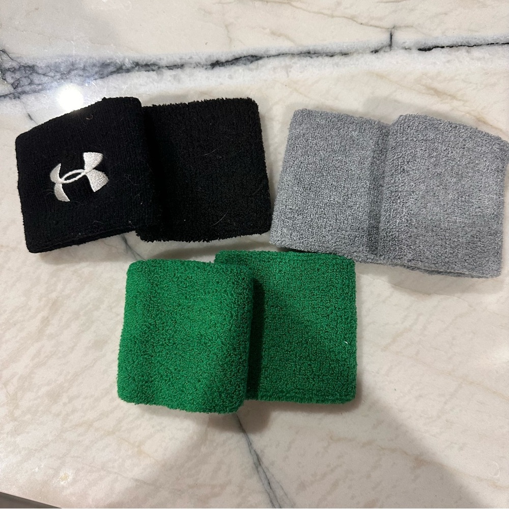 Under Armour Black, Gray, and Green Sports Wristbands